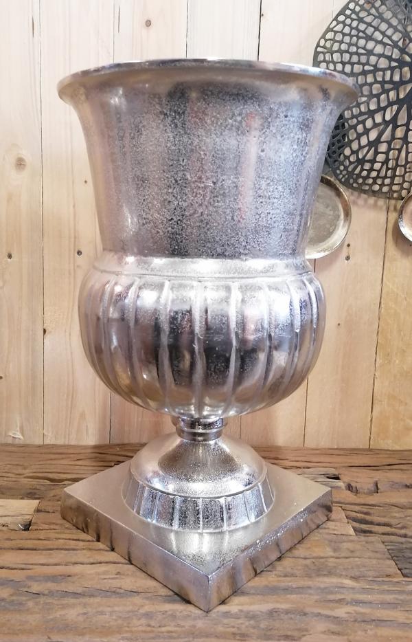 Vase Aluminium Silber Bodenvase H 46 cm