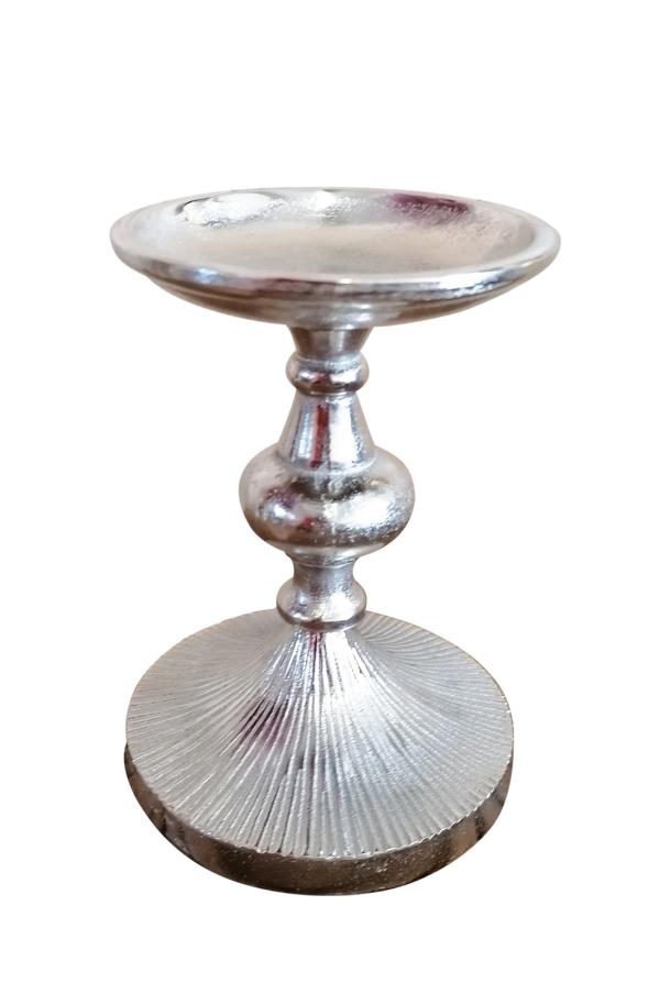 Kerzenstnder-Silber-Stumpenkerze-Aluminium-MN-KS-8041