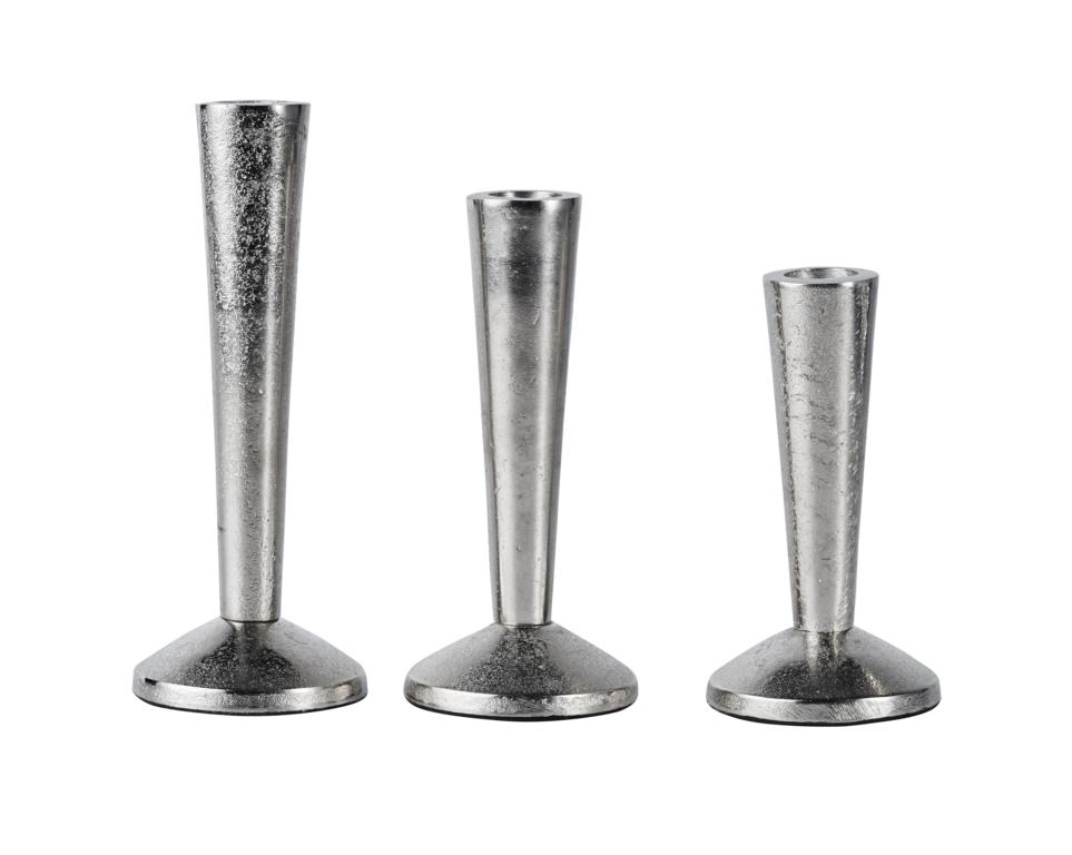 Kerzenhalter-3er-02 Kerzenständer Silber 2er Set aus Aluminium