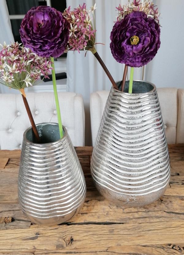 Vase XL Rund Silber 32 cm / 43 cm