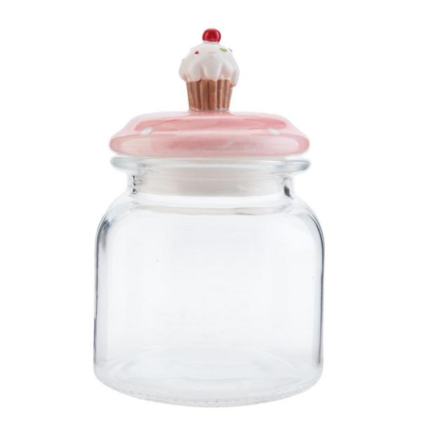 6GL1744 Vorratsglas von Clayre & Eef Bonbonglas Cupcake Ø 11x17 cm 0,6 L