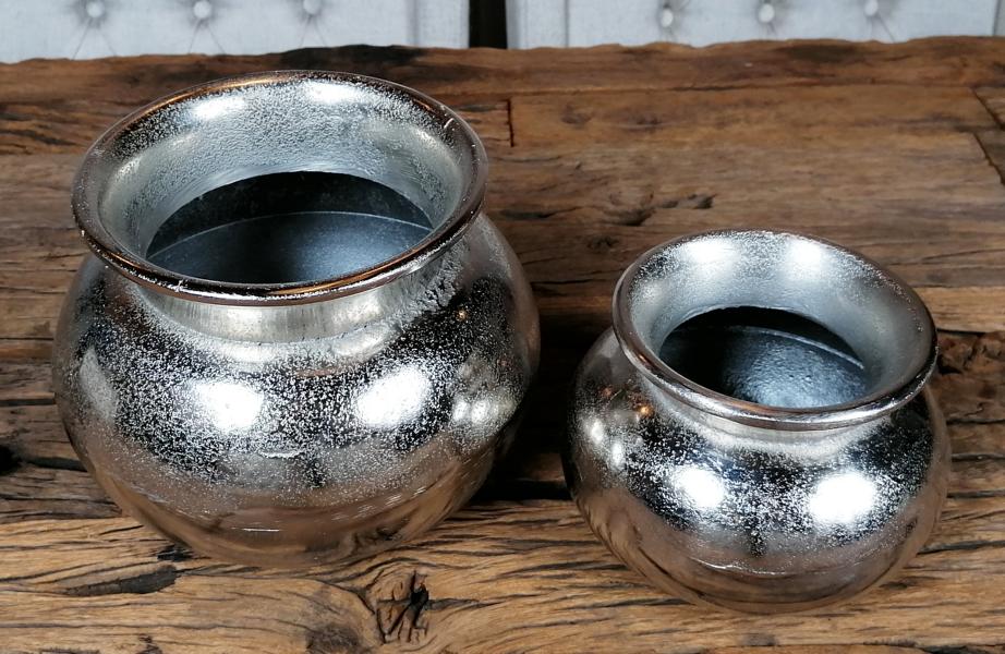 Vase 2er Set Silber 16 / 22 cm