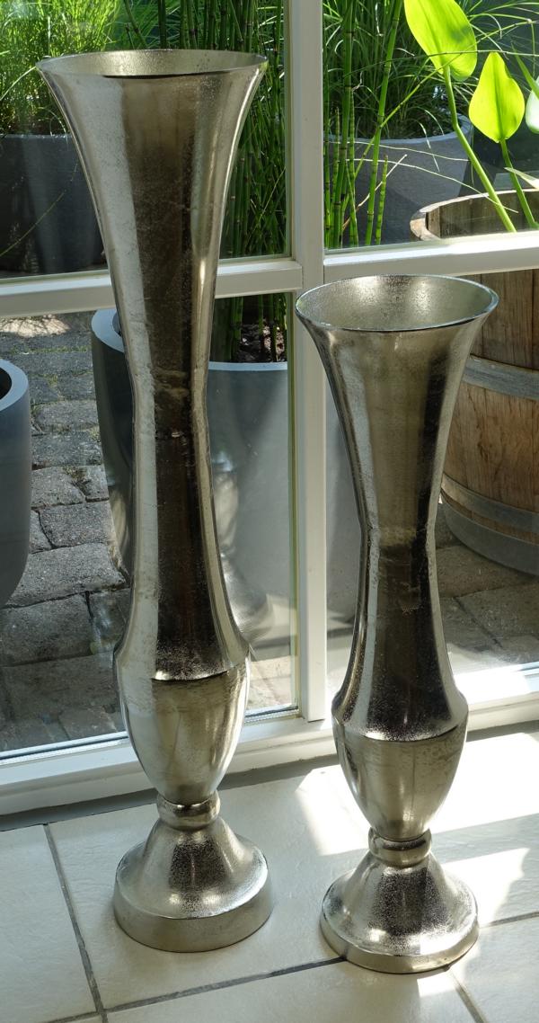 Bodenvase XL Aluminium Silber 60 cm / 77 cm