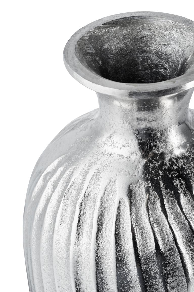 Runde Vase in Silber aus Metall