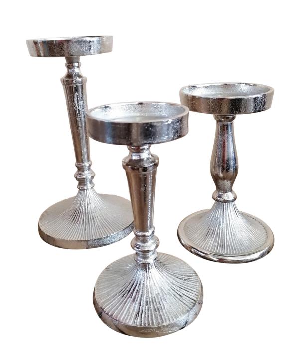Set für online Silber kaufen 3er Stumpenkerzen | Noll Kerzenständer Michael